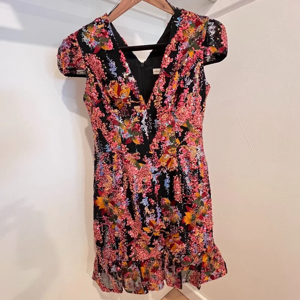 RARE! Dress The Population - Corinne Floral Sequin Dress - Size L - Picture 2 of 11